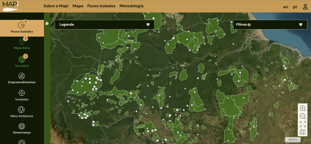 Mapa permite visualizar ameaças e pressões que incidem sobre territórios de povos indígenas isolados.